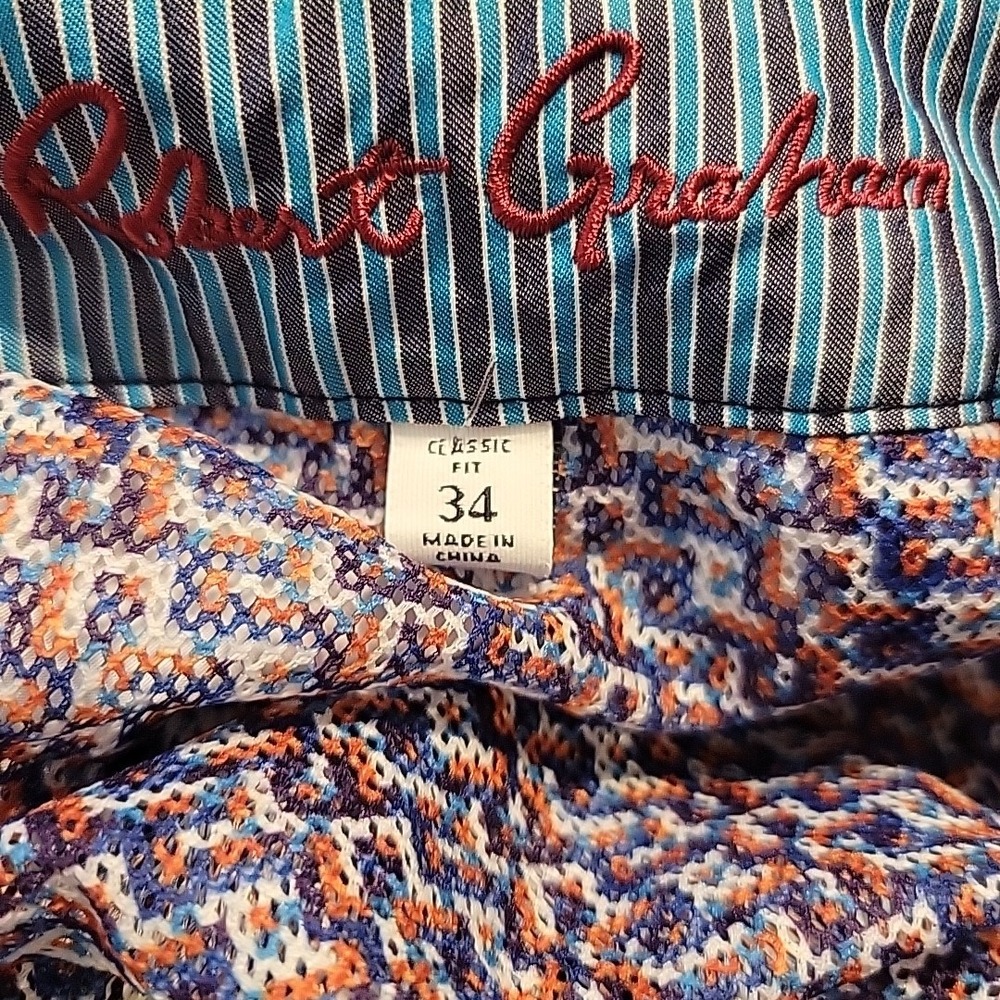 Robert Graham Board‎ Shorts Mens 34 Lined Swim Trunks Hawaiian Palm AOP